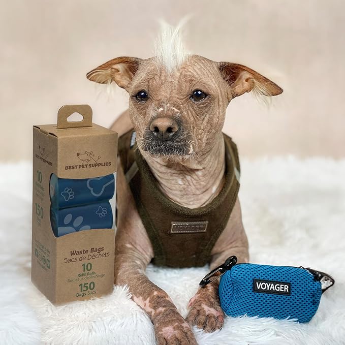 Best Pet Supplies Dog Poop Bags (150 Bags) for Waste Refuse Cleanup, Doggy Roll Replacements for Outdoor Puppy Walking and Travel, Leak Proof and Tear Resistant, Thick Plastic - Loyal Blue