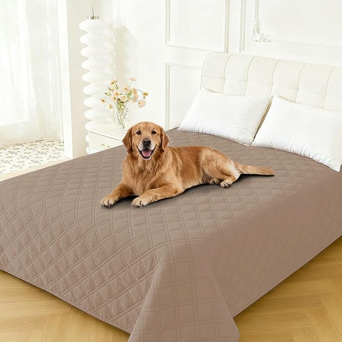 Waterproof Dog Bed Cover Pet Blanket, Soft Couch Cover for Dogs Washable, Non-Slip Dog Blanket Protect Furniture Couch Sofa Car for Puppy Large Dogs Cat (40x50 Inch, Khaki)