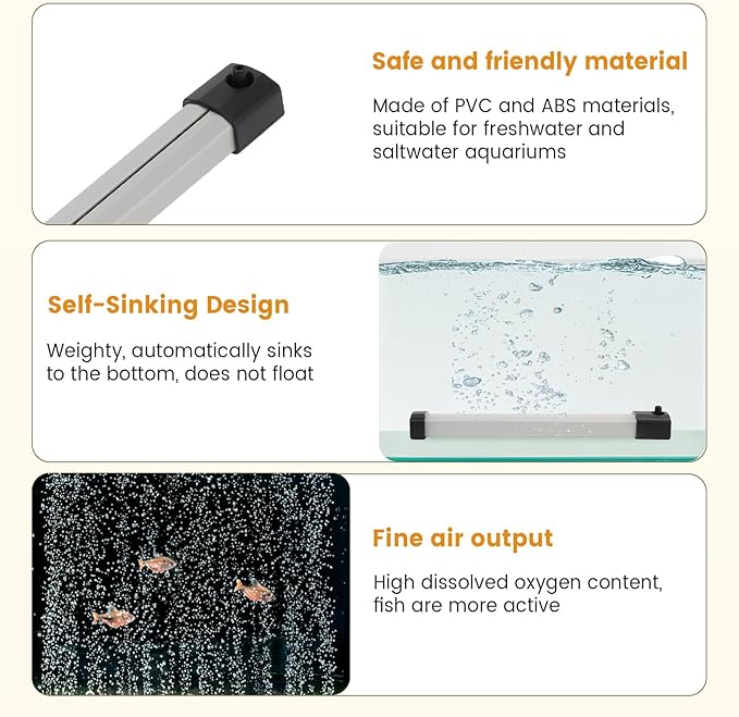 hygger Aquarium Bubble Strip, Nano Air Bubble Curtain Wall Aquarium Air Stone Kit, Quiet High Dissolved Oxygen Diffuser Fish Tank Bubbler Decorations for Freshwater Saltwater (5.9 Inch)