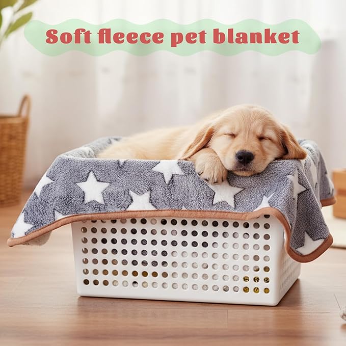 SHENLIU 18 Pcs Fleece Pet Blanket, 9 Style Small Fleece Pet Blanket Soft Warm Sleep Mat Fluffy Cute Puppy Supplies Paw Star Print Design Bed Blankets for Dog Cat Kitten Animals