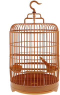 VILLCASE Round Bird Cage for Small Birds, 9.8" X 17.6 “ Plastic Travel Carrier for Parakeets Budgies Finches, Vintage Hanging Style Birdcage Prop with Feeder Cups for Vet Visits & Decor Snap-Fit