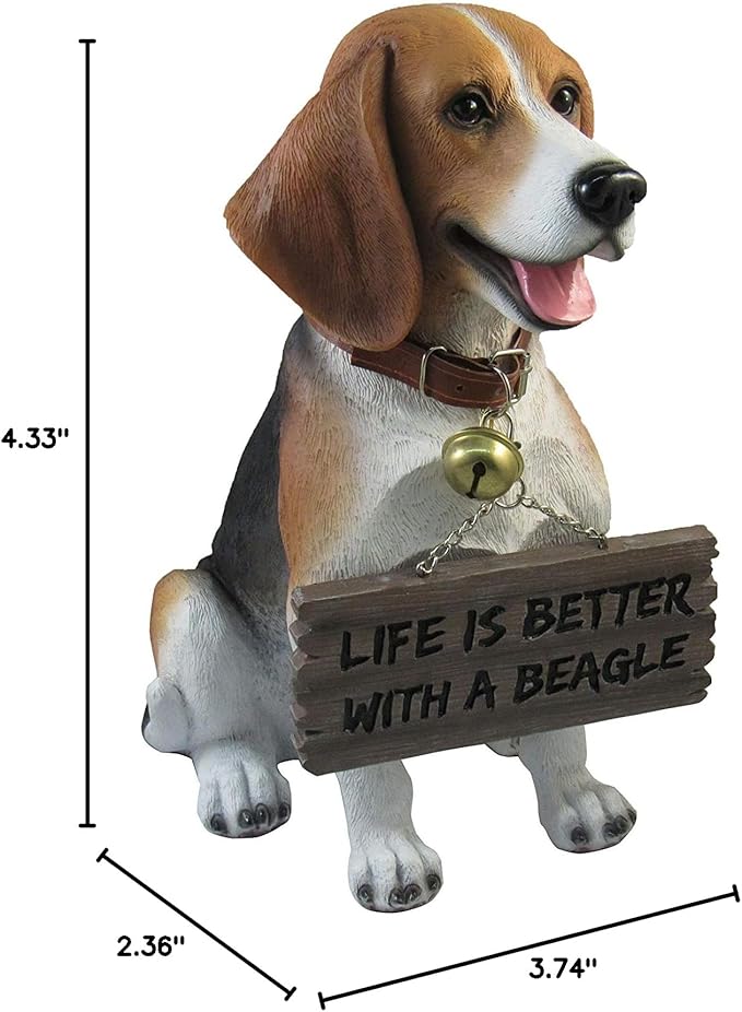 DWK Front Porch Dog Outdoor Welcome Sign Decorative Statue | Cute Dog Welcome Sign for Front Porch Standing | Decorative Garden Statues - Beagle