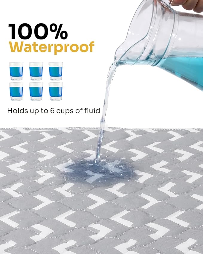 Non-Slip Bed Pads for Incontinence Washable (34" x 36"|4 Pack), Waterproof Bed Pads, Bed Wetting Pads for Bed, Sofa, Floor, Resuable Underpads for Adults, Seniors, Pet
