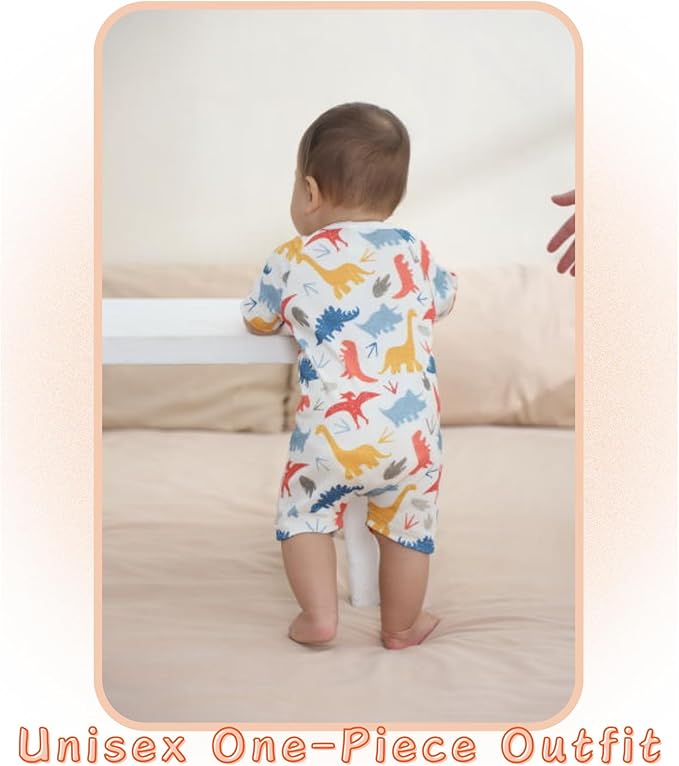 Unisex Summer Trendy 2-Pack Rompers Short Sleeve Zipped Bodysuit Infant Cotton Outfits
