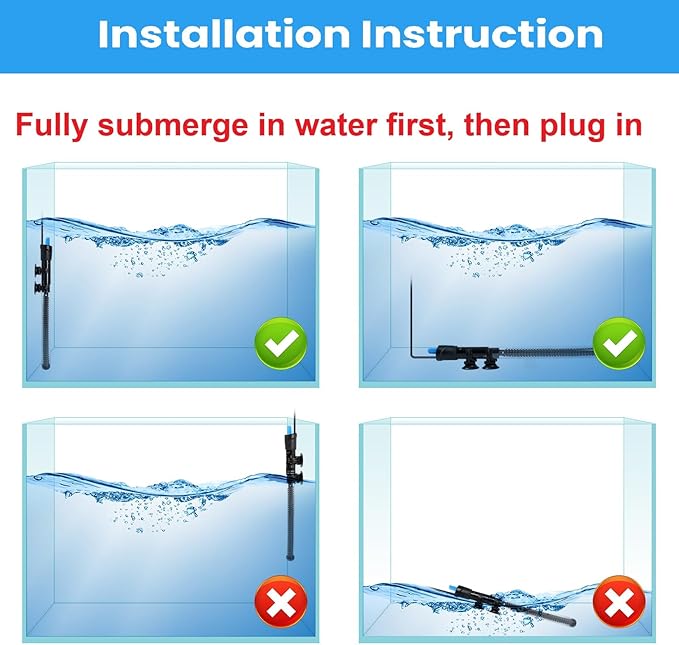 AQUANEAT Aquarium Heater, 200W Fish Tank Heater, Adjustable Submersible Water Thermostat with Thermometer