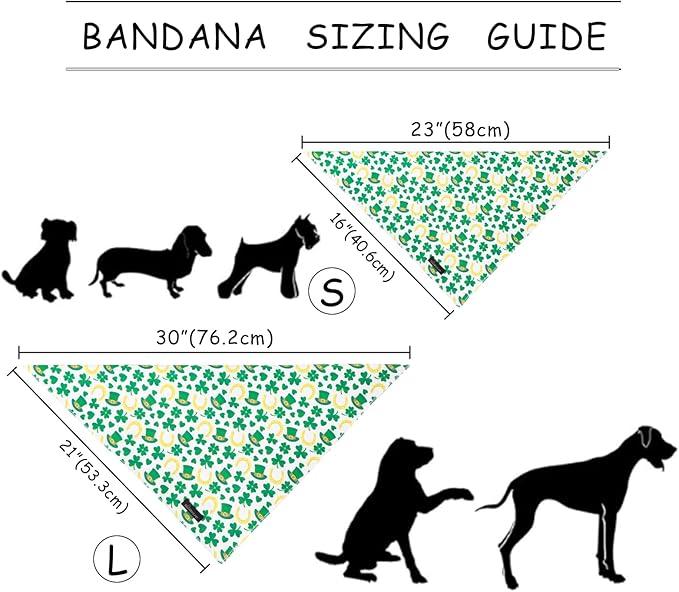 ARING PET St Patrick's Day Dog Bandana, Cute Green Shamrocks Pet Bandanas Scarf Triangle Bibs Handkerchief for Puppy Small Medium Large Boy Girl Dogs-S