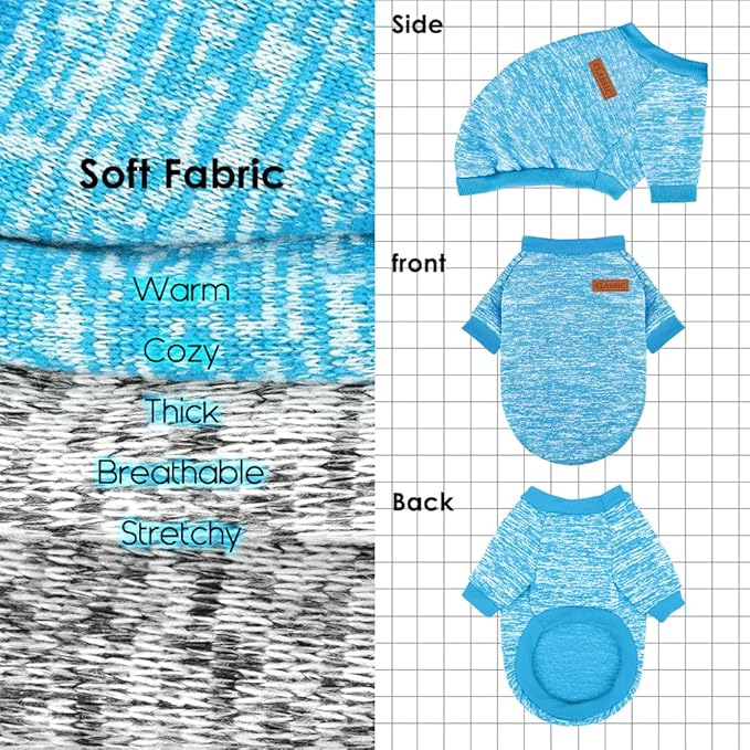 2 Pcs Dog Sweaters for Small Dogs Girl Boy Winter Fleece Clothes Warm Soft Dog Sweatshirt Outfit for Dogs Cats Pet Apparel