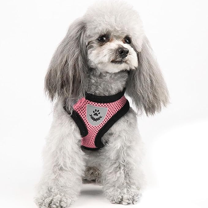 shudyear Summer cat Chest Harness and Leash, Anti-Escape Adjustable Soft mesh cat Leash and Chest Harness Set for All Types of Cats cat Vests(Size L,Pink)