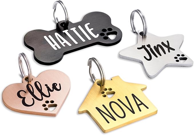 Ultra Joys Dog Tags Personalized for Pets - Hollow Paw Custom Pet ID Tag - Engraved Dog Tag for Small, Large Dogs - Large Star in Silver
