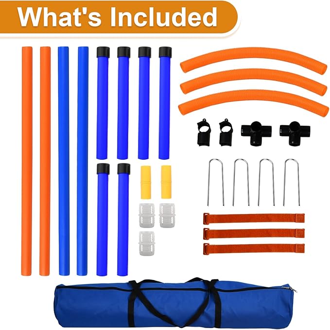 Dog Agility Equipment, 2 in 1 Dog Obstacle Course Training Starter Kit Adjustable Jump Ring/Hurdle Bar with Carry Bag