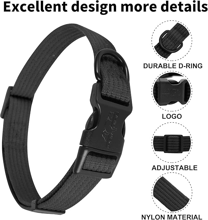 lynxking Dog Collar Soft Padded Breathable Cotton Solid Color Strong Adjustable Pet Collar for Little Puppy