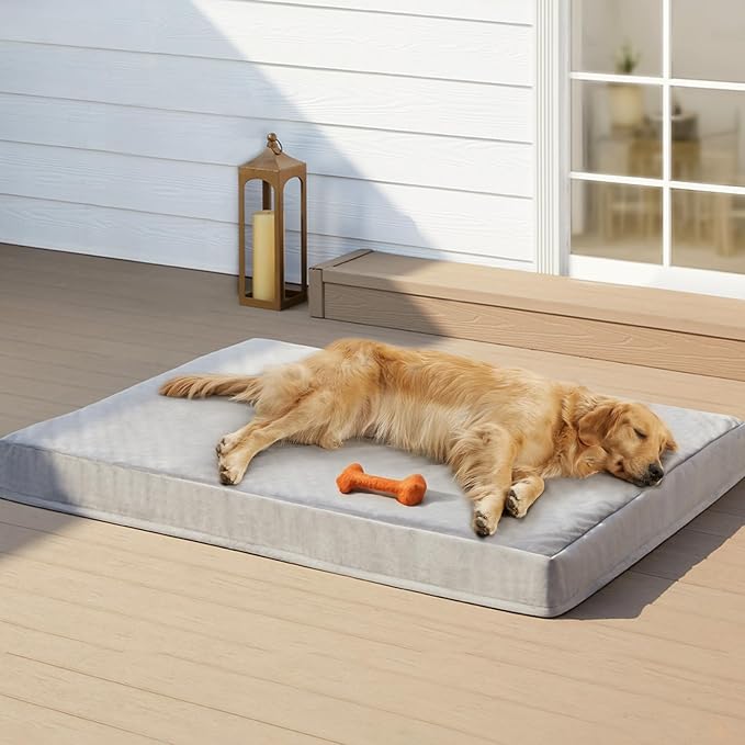 RPETHOME Indestructible Dog Beds for Large Dogs, Chew Proof Dogs Bed with Orthopedic Egg Foam, Outdoor Waterproof Pet Bed Mat with Washable Cover for Crate Pad and Cages,Jumbo