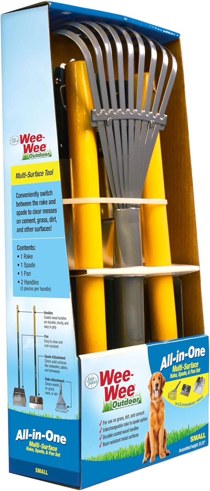 Four Paws Wee-Wee Pooper Scoopers for Dogs l Outdoor Rake l Spade & Pan l Pooper Scooper Set,Black