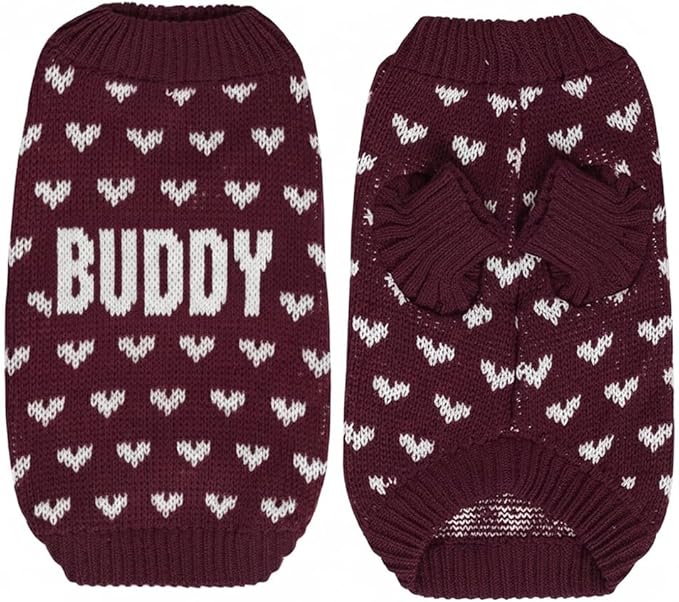 Custom Knit Sweater for Dogs and Cats, Personalized with Name and Heart, Soft and Cozy Holiday Pet Wear, Ideal for Winter Days, Special Occasions, and Valentine's Gift