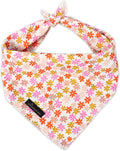 ARING PET Floral Dog Bandana, Spring Summer Daisy Flower Girl Pet Bandana Scarf Triangle Bibs for Puppy Small Medium Large Dogs-L