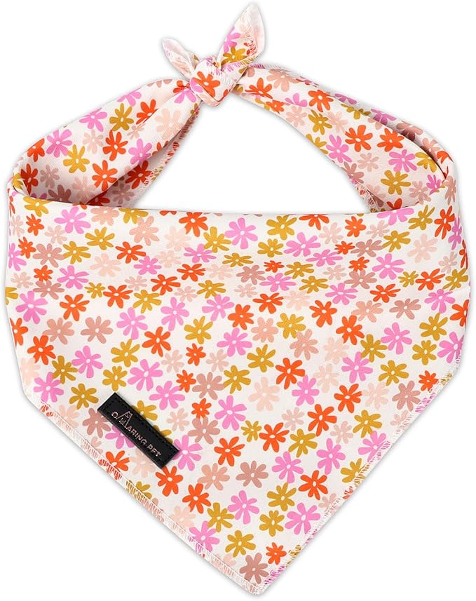 ARING PET Floral Dog Bandana, Spring Summer Daisy Flower Girl Pet Bandana Scarf Triangle Bibs for Puppy Small Medium Large Dogs-S