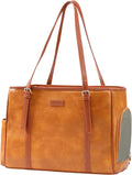 Fashion Dog Purse Pet Carrier Leather Bag for Small Dogs Cats Puppy, Portable Tote Bag Airline Approved Soft-Sided Carriers (Brown)