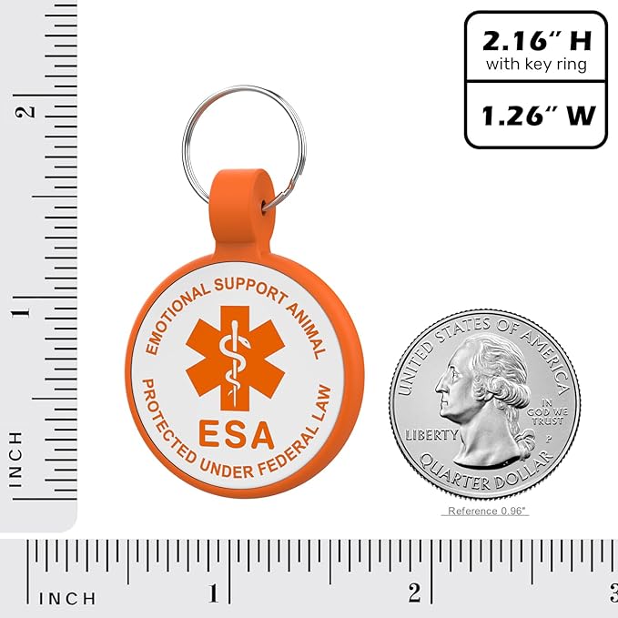 ESA Dog Tag, QR Code Dog Tag, Modifiable Free Pet Online Profile, Scannable QR Code, Scan QR Send Instant Location Alert Email, Silicone Lightweight ID Tag for Dog and Cat (Orange, Regular)