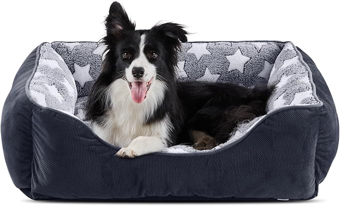 GASUR Dog Beds Small Plus Size, Small Dog Bed Washable, Orthopedic Pet Sofa Bed, Pet Cuddler Anti-Slip Bottom, Soft Calming Sleeping Warming Puppy Bed (S Plus (25"x 21"x 8"), Black)