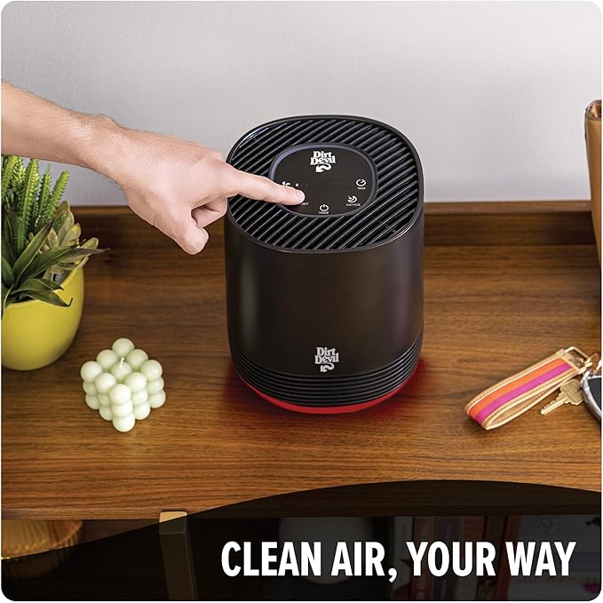 Dirt Devil Air Purifier, Powerful HEPA Filter with 360 Degree Air Intake, Neutralize Odor, Captures 99.97% of Particles, Dust, Pollen, Pet Dander and Smoke, Air Purifiers for Home