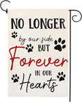 Pet Memorial Garden Flag No Longer By My Side Forever in Our Heart 12x18 Inch Double Sided Burlap Pawprints Lost Pet Cat Dog Bereavement Gift Outdoor Yard Decor