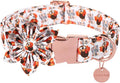 Thanksgiving Dog Collar with Flower, Turkey Cotton Flower Collar for Puppy Girl Dog or Cat, Autumn Flower Collar with Durable Metal Buckle, Thanksgiving Pet Collar, XL, Neck 16-26in