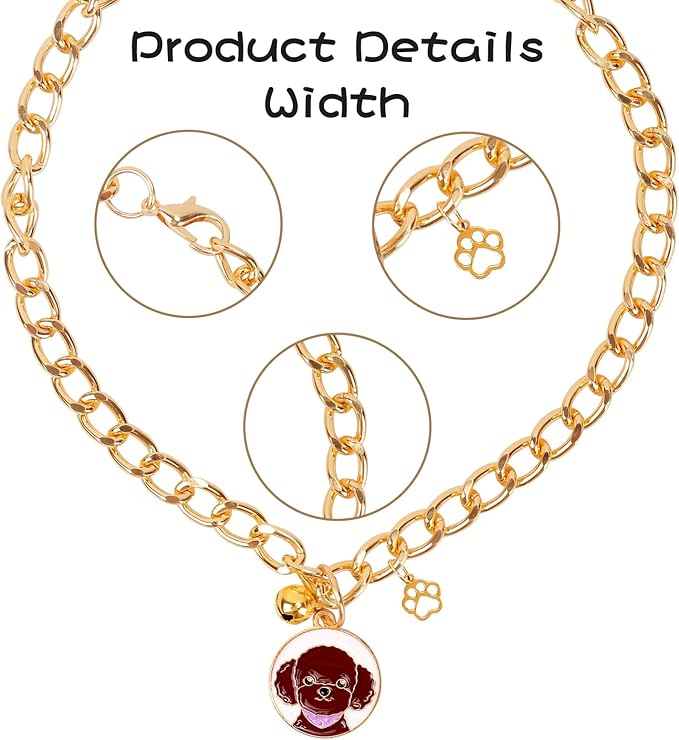 HOWWFALY Dog Collar and Cat Chain Necklace Stainless Steel Adjustable 18K Gold Heart-Shaped Necklace for Small Pets Cats Kitten Puppy (Gold, 9.85)