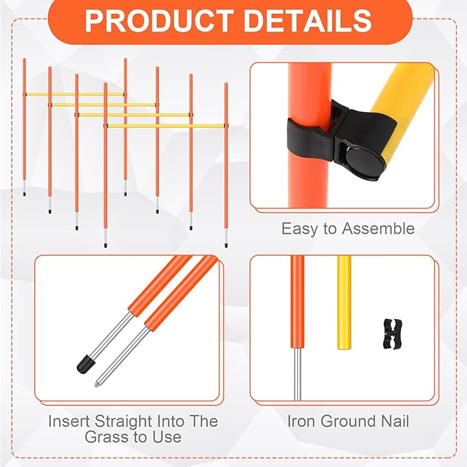 8 Set Dog Agility Jump Adjustable Dog Agility Hurdle Training Equipment Portable Jumper Hurdle Park Indoor Outdoor Exercise Tool 3.44ft High/ 2.95ft Wide(Orange and Yellow)