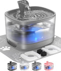 Veken Cat Water Fountain with Detachable Tank, Easy to Clean & Assemble, 84oz/2.5L Pet Drinking Dispenser with Quiet Operation & LED Light, Gifts for Christmas, Cats, Dogs and Small Pets, Grey