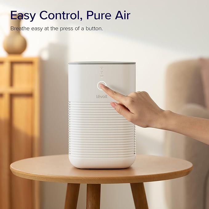 LEVOIT Air Purifier for Home Bedroom, AHAM Verifide, Freshens Small Room with Aroma Pad, For Smoke, Pollen, Pet Dander, Odor, Dust, Office, Desktop, 1 Pack, White