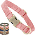 Genuine Leather Dog Collar - Adjustable Pet Collar with Quick Release Metal Buckle, Soft Skin Friendly Real Leather Collar for Small, Medium, Large Dogs (Pink, S：Fit 8-16" Neck)