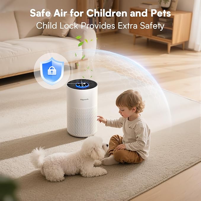 Upgraded Air Purifiers for Bedroom & Home with H14 True HEPA Filter, Covers Up to 1280ft², 360° Air Intake, Quiet Pet Air Purifier, Fragrance & Timer, Removes Smoke,Pet Dander & Pollen,White
