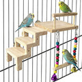 kathson Bird Perches Cage Toys with Bird Climbing Ladder Swing,Wooden Parrot Perches Platform,Parakeet Play Gyms Exercise Stands Cage Accessories for Green Cheeks,Lovebird,Budgie,Cockatiels
