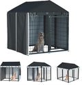 Outdoor Dog Kennel Cover,Full Coverage for 4.2'Dx4.2'Wx4.5'H Dog Cages,600d Heavy Duty Waterproof Large Dog Kennel Cover,(Cover Only) Black