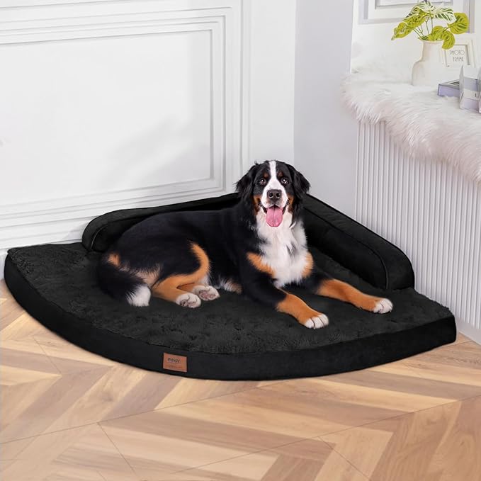 Large Orthopedic Dog Bed with Sides XXXL Dog Beds with Removable Washable Cover Non-Slip Waterproof Pet Bed for Extra Large Dogs - Black XXXL