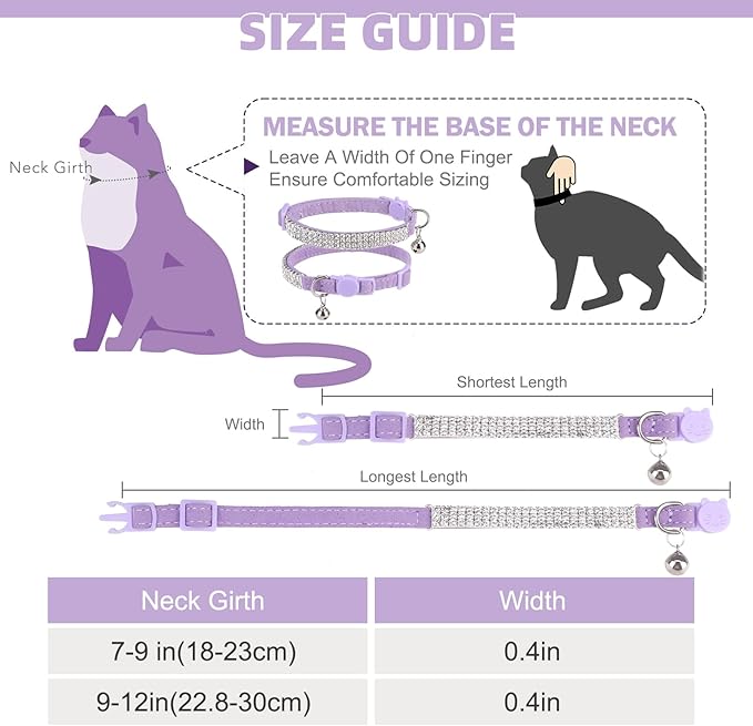 EXPAWLORER Soft Velvet Safe Cat Collars for Girl Cats - Rhinestones Bling Diamante Adjustable Collars Breakaway- Chirstmas Cat Clollar Gifts with Bells for Boy Cats Kitty and Small Dogs