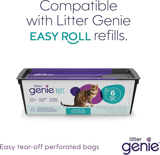 Litter Genie Easy Roll Cat Litter Disposal Pail | Odour Control, Refill Bags & Scoop