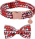 Valentine’s Day Dog Collar with Bow Tie, Red Heart Bowtie Collar with Metal Buckle, Valentine’s Day Gift Adjustable Pet Collar for Puppy Girl Boy Dog or Cat, S, Neck 10-16in