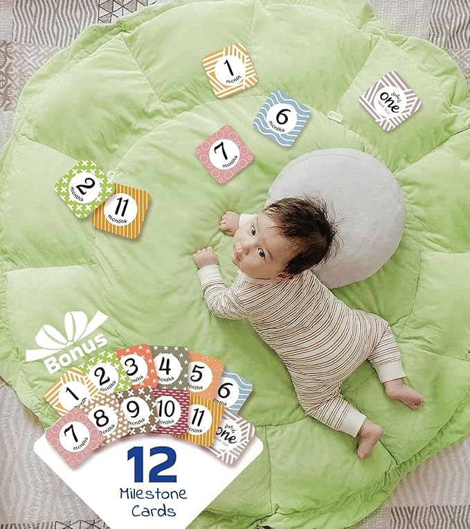 HAN-MM 5-in-1 Convertible Baby Play Gym with 6 Toys, Tummy Time Mat for Sensory Development, Baby Activity Center from Newborn to Toddler, Ball Pit, Soft Plush Pet Mat, Green