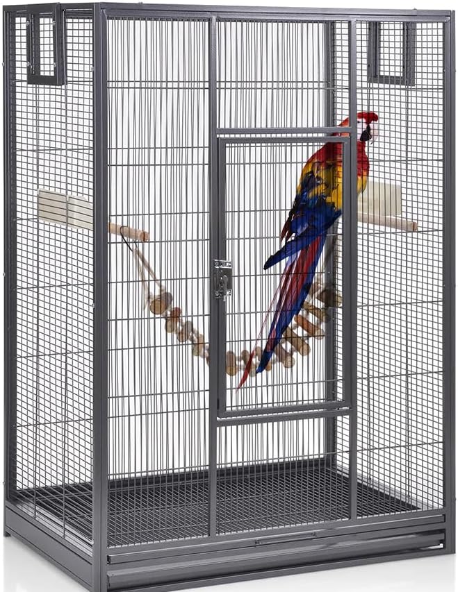 Joyzan Rope Ladder Bird Toy, Wood Stairs Climbing Activity Attachment Natural Wooden Step Swing Hanging Chewing Pet Bridge Cage Birdcage Lovebirds Rodent Parakeet Parrot Cockatiel Gecko Hermit Crab