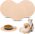 Fhiny 3PCS Silicone Pet Food Mat, 9.5" Round Waterproof Non-Slip Dog Cat Bowl Placemat Preventing Feed and Water Overflow Suitable for Medium Small Bowl Dish Plate Protect Floor (Pink, 9.5" Dia)