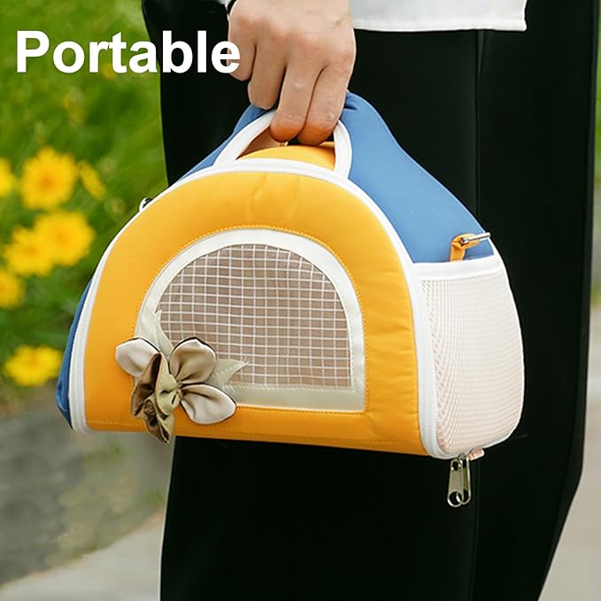 ABLAZEZAI Guinea Pig Carrier, Small Animal Snake Travel Bag, Breathable Outdoor Portable Pouch for Chinchilla Hamster Bird Bunny Hedgehog Sugar Glider Gerbil (Orange)