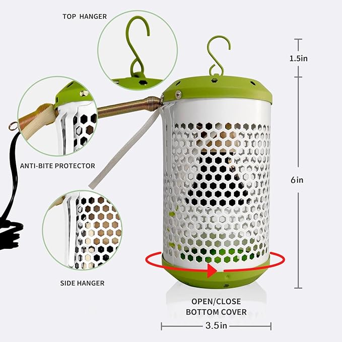 SYSAI Smart Bird Cage Heater with Auto Temperature Control and Anti-bite Power Cord Protector, Safe for Touching and Reliable Heating 24x7 (Small_50W)
