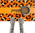 Puppy Feeding Mat 20x12 inch Orange Leopard Print Dog Bowl Placemat Non Slip Mat for Pet Food and Water Small Dog Food Area Indoor Puppy Feeding Station Pet Meal Mats for Kitchen