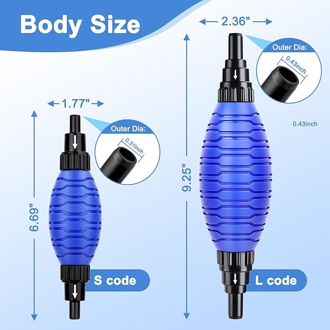 fishkeeper Siphon Ball Pump Head Replacement – Compatible with FK018 and Most Manual Aquarium Gravel Cleaners, 80GPH High Pressure Quick Start Vacuum Pump for Easy Water Change (Small)