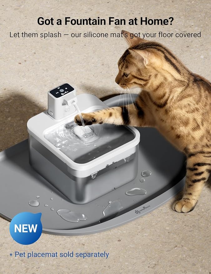 DownyPaws Battery Operated Cat Water Fountain, 84oz/2.5L Fursink Wireless Pet Water Fountain for Cats Inside, Automatic Dog Water Dispenser with Motion Sensor, Ultra Quiet Pump, BPA-Free, White