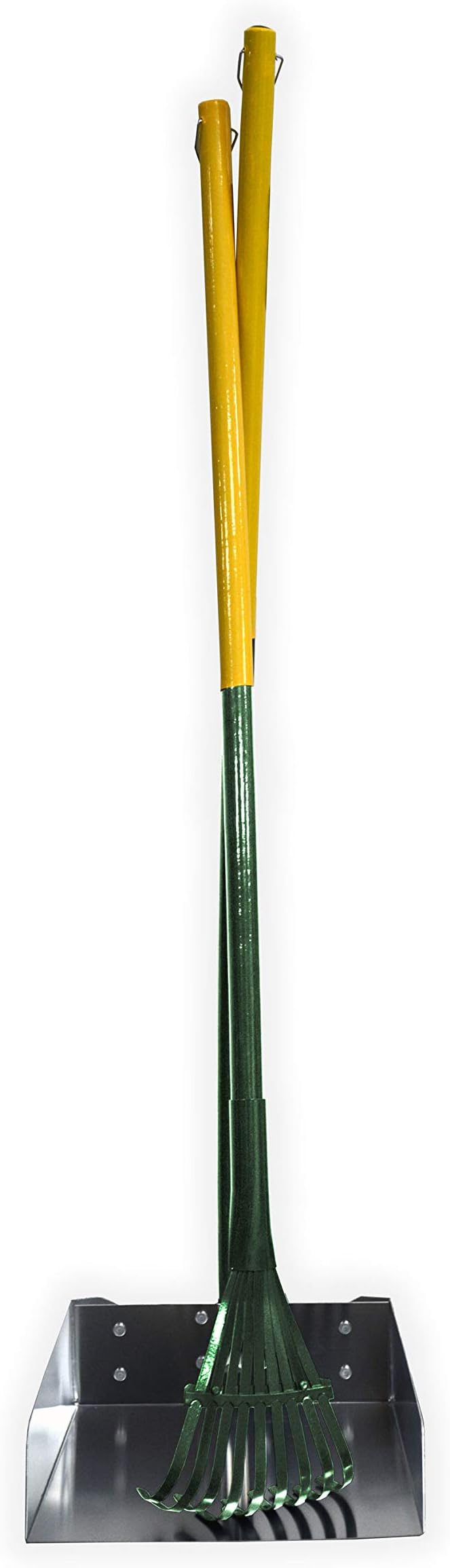 Four Paws Stainless Steel Long-Handled Dog Pooper Scooper Rake & Pan 2 Piece Set, Pet Waste Pickup Tool, 38" x 10"
