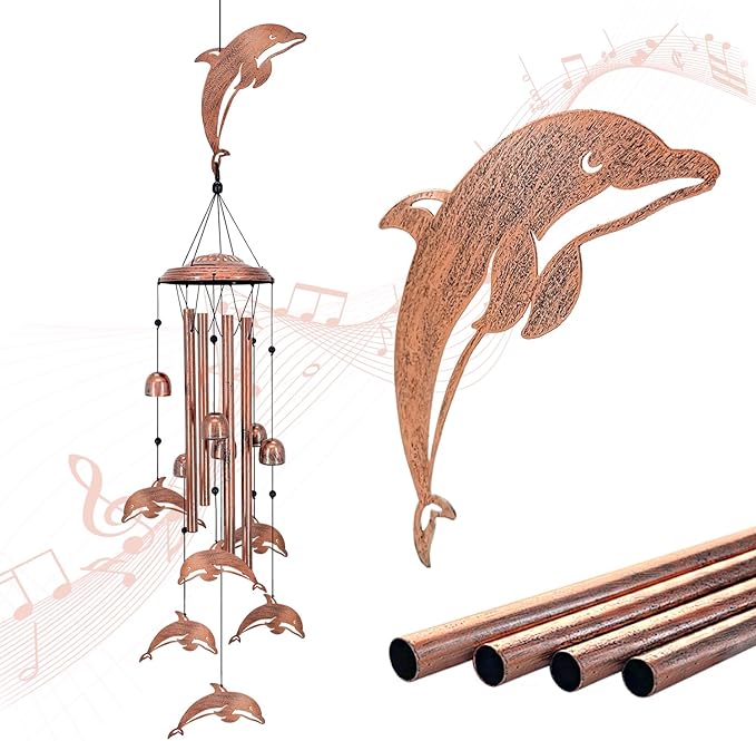 Dolphin Wind Chimes for Outside,Dolphin Gifts for Women/Men/Sympathy Gift/Memorial Gifts/Birthday Festival Metal windchimes Outdoors/Indoors,Patio,Garden Decor,Home,Porch,Yard