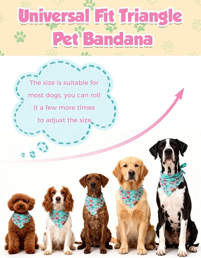 Luxury Double-Layer Dog Birthday Bandana – Handmade, Silk-Soft Polyester for All Dog Sizes | Birthday & Party Outfit | Gift-Ready Pet Accessory(Blue Flamingo, Small)
