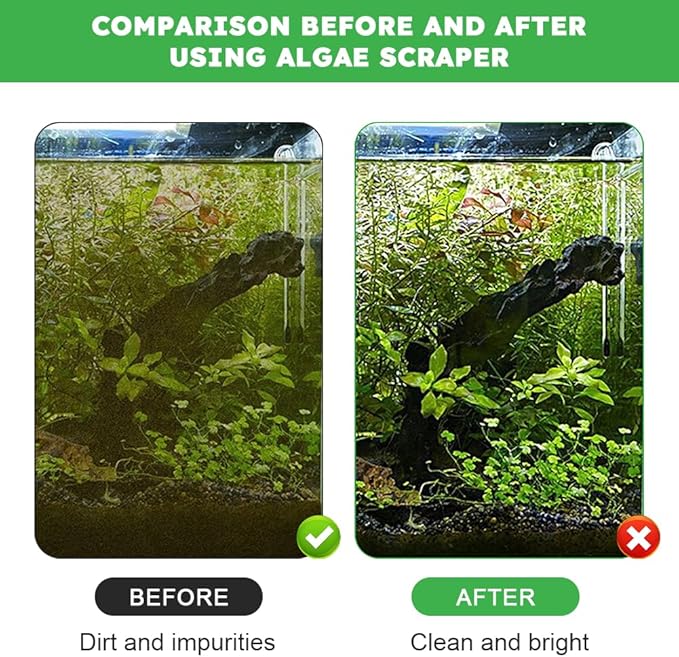 Fish Tank Scraper Cleaner, 21" Handheld Aquarium Cleaning Tool Length Adjustable Scraper Brushes Set for Fish Ree-f Plant Glass Tank (Color:Black)